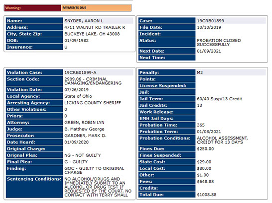 Licking County Conviction